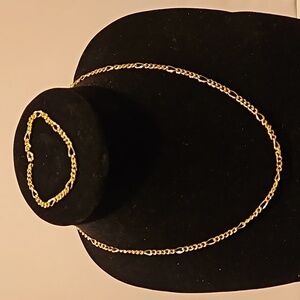 FIGARO CHAIN GOLDTONE 19 1/2" Necklace & 7" Matching Bracelet